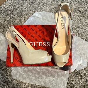 Guess nude peep toe heels! Excellent condition